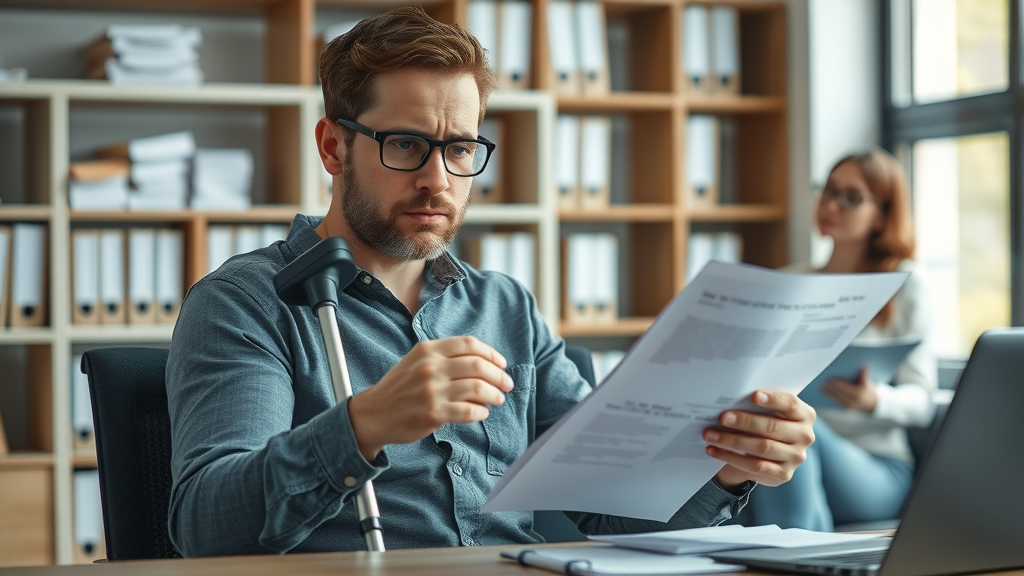 Injured worker reviewing worker