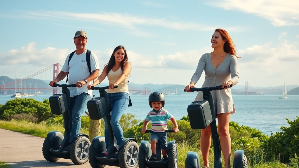 Family enjoys segway tours in oakland and san francisco by the bay shore
